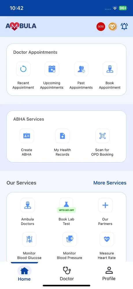 Ambula app screenshot 2 — ABHA, Health Locker & Doctors built in React Native by Himanshu Joshi